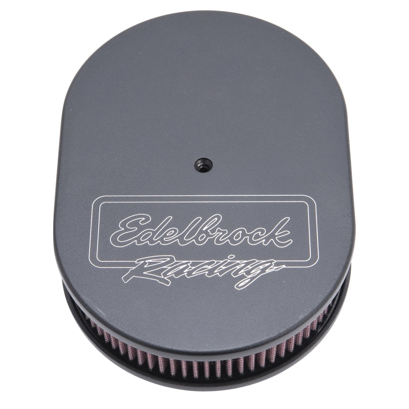 Edelbrock Air Cleaner Victor Series Oval Aluminum Top Cloth Element 11 875In X 8 25In X 3 75In Black-thumbmail-2