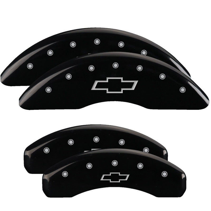 MGP 4 Caliper Covers Engraved Front & Rear Bowtie Black finish silver ch-thumbmail-2
