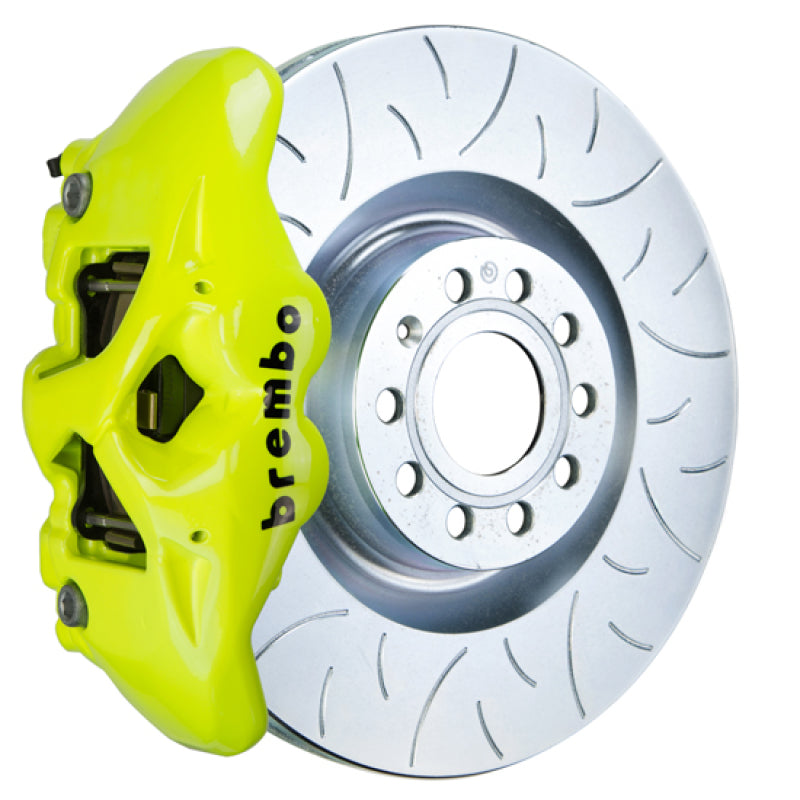 Brembo 05-10 Jetta GLI Fr GT BBK 4Pis Cast 345x30 1pc Rotor Slotted Type3-Fluo. Yellow-thumbmail-1