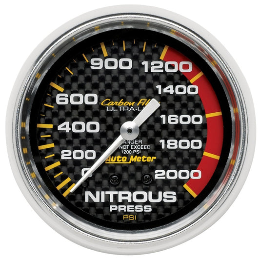 Autometer Carbon Fiber 66.7mm Mechanical 0-2000 PSI Nitrous Press Gauge