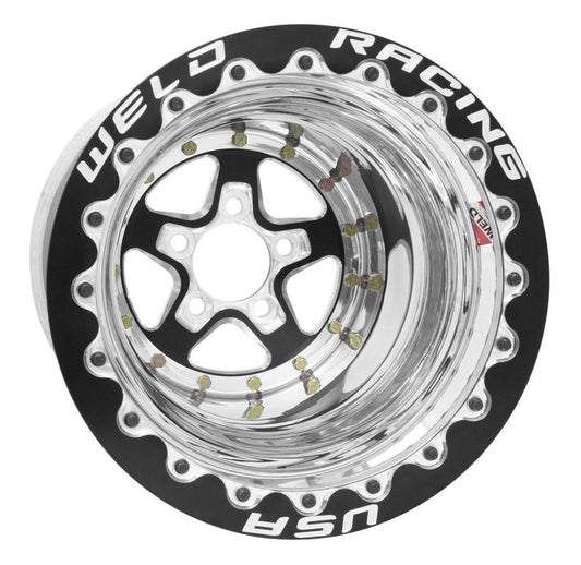 Weld Alumastar 2.0 15x10 / 5x4.5 BP / 4in. BS Polished Wheel - Black Double Bead Lock MT