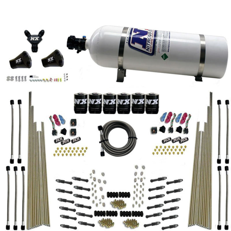 Nitrous Express 8 Cyl Dry Direct Port Three Stage 6 Solenoids Nitrous Kit (200-600HP) w/15lb Bottle-thumbmail-2