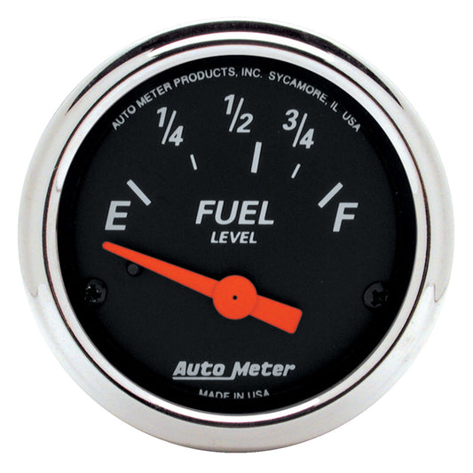 Autometer Designer Black Fuel Level Gauge 2-1/16in Electrical 70 Ohms E / 10 Ohms F - 90 Deg Sweep