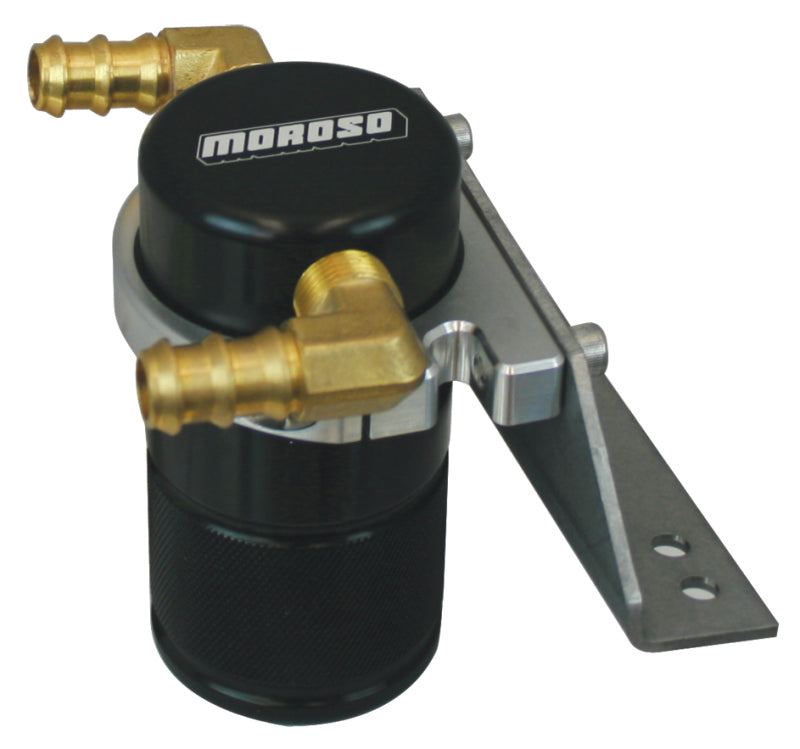 Moroso 11-14 Ford F-150 EcoBoost/5.0L Air/Oil Separator Catch Can - Small Body - Billet Alum - Black-thumbmail-1