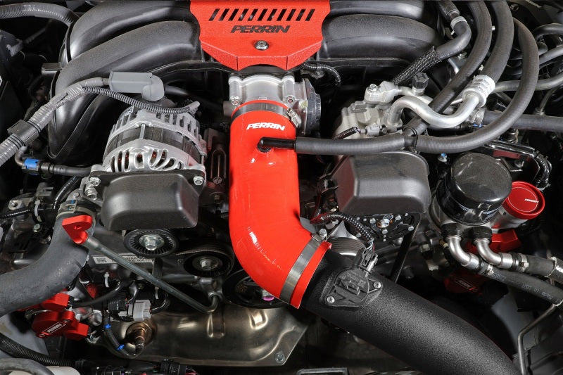 Perrin 22-23 Subaru BRZ/Toyota GR86 Silicone Inlet Hose (3in. ID / SS Wire) - Red-thumbmail-9