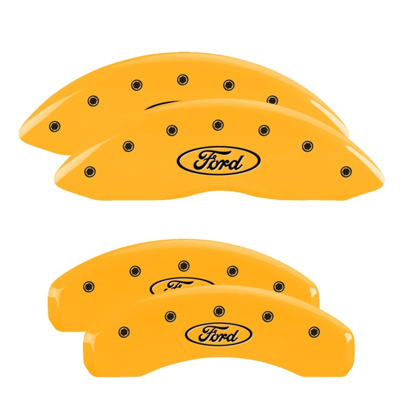MGP 4 Caliper Covers Engraved Front & Rear Edge Yellow Finish Black Char 2008 Ford Edge-thumbmail-2