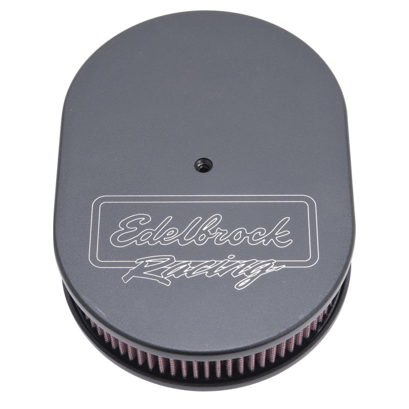 Edelbrock Air Cleaner Victor Series Oval Aluminum Top Cloth Element 11 875In X 8 25In X 3 75In Black-thumbmail-3
