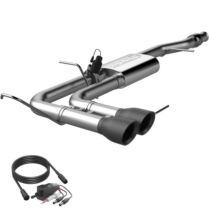 QTP 14-18 Chevy Silverado 1500 4.8L/5.3L EC/CC SB 304SS Screamer Cat-Back Side Exit w/4.5in Blk Tips-thumbmail-3