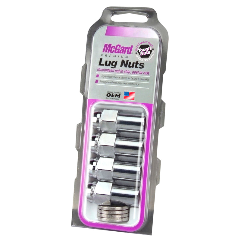 McGard Hex Lug Nut (Long Shank - .946in.) 1/2-20 / 13/16 Hex / 1.85in. Length (4-Pack) - Chrome-thumbmail-2