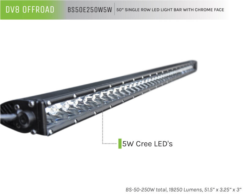 DV8 Offroad 50in Light Bar Slim 250W Spot 5W CREE LED - Black-thumbmail-4