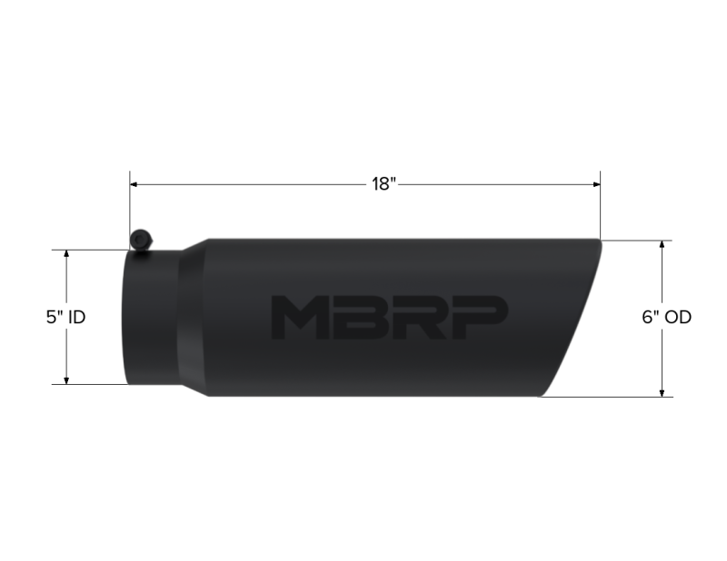 MBRP Universal Tip 6in OD Angled Rolled End 5in Inlet 18in Lgth Black Finish Exhaust-thumbmail-4