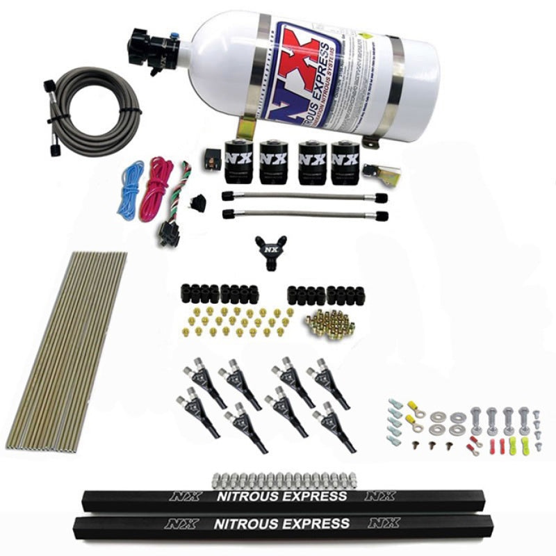 Nitrous Express Pro-Shk/Gas 4 Solenoids Nitrous Kit (200-600HP) w/Rails and 10lb Bottle-thumbmail-2