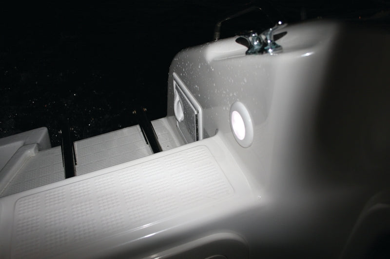 Hella 0500 Series Slim Line White 12V DC Round Soft LED Courtesy Light w/ White Plastic Rim-thumbmail-7