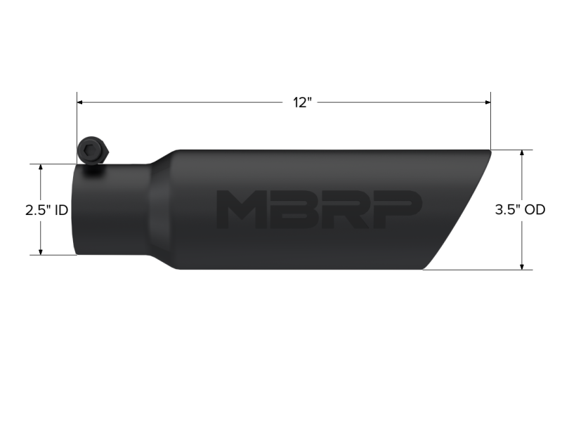 MBRP Universal Tip 3.5 O.D. Dual Wall Angled 2.5 inlet 12 length - Black Finish-thumbmail-4