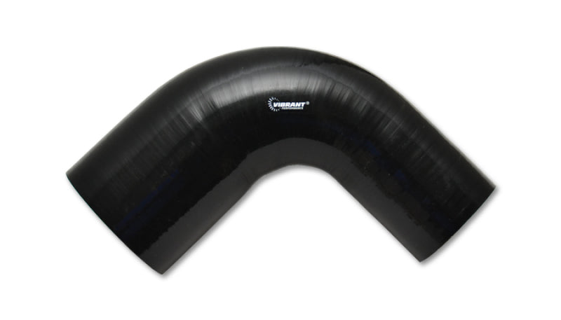 Vibrant 3.25in ID x 3.5in ID x 4in Long Gloss Black Silicone 90 Degree Transition Elbow-thumbmail-1