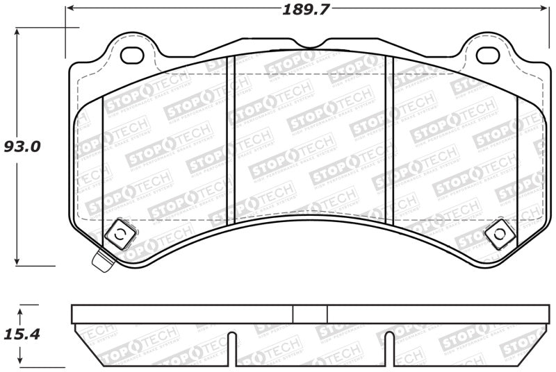 StopTech Performance 15-17 Dodge Charger/Challenger Front Brake Pads-thumbmail-2