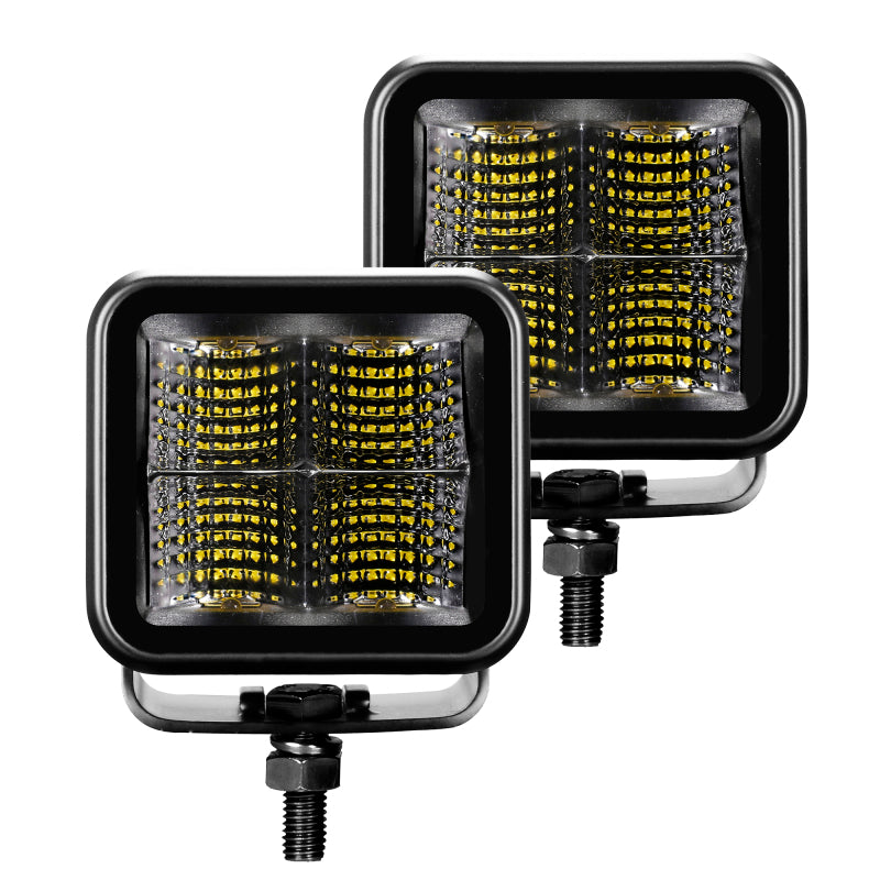Go Rhino Xplor Blackout Series Cube LED Flood Light Kit (Surface/Threaded Stud Mnt) 3x3 - Blk (Pair)-thumbmail-1