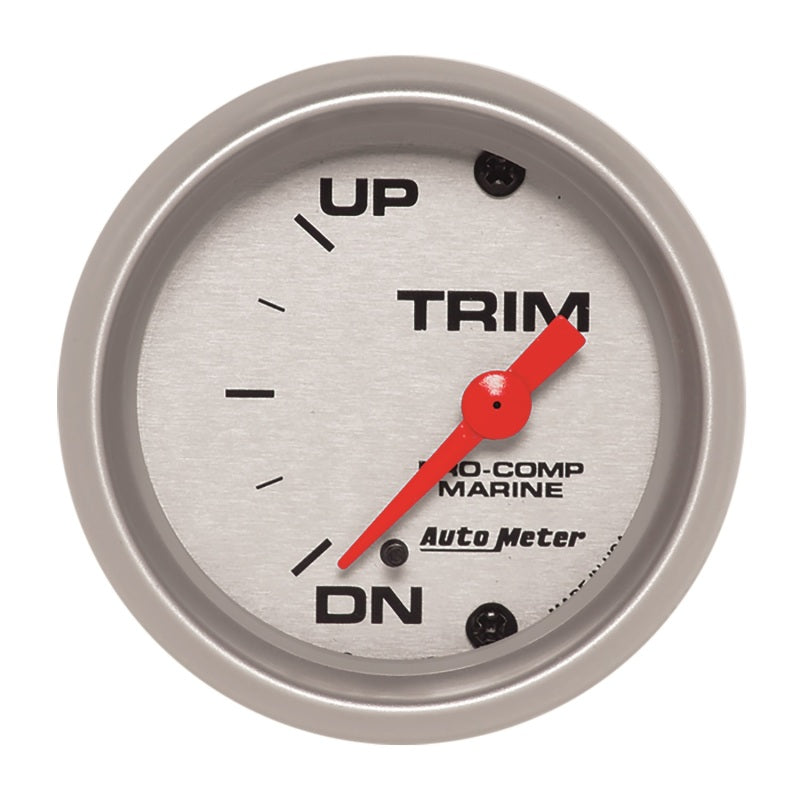 Autometer Marine Silver Ultra-Lite 2-1/16in 0 Down 90 Up Electric Trim Level Gauge-thumbmail-1