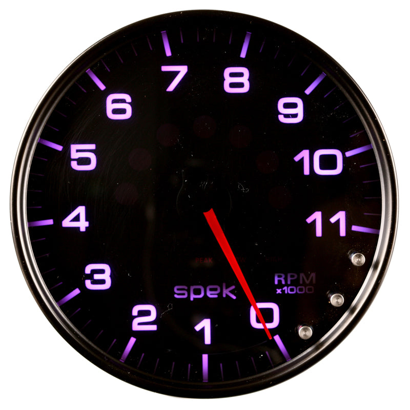 Autometer Spek-Pro Gauge Tachometer 5in 11K Rpm W/Shift Light & Peak Mem Black/Smoke/Black-thumbmail-6