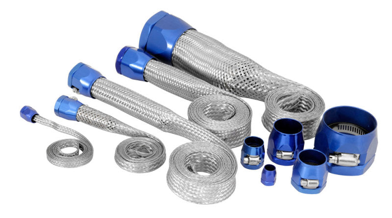 Spectre MagnaBraid 304SS Braided Sleeving Kit - Blue End Caps-thumbmail-2