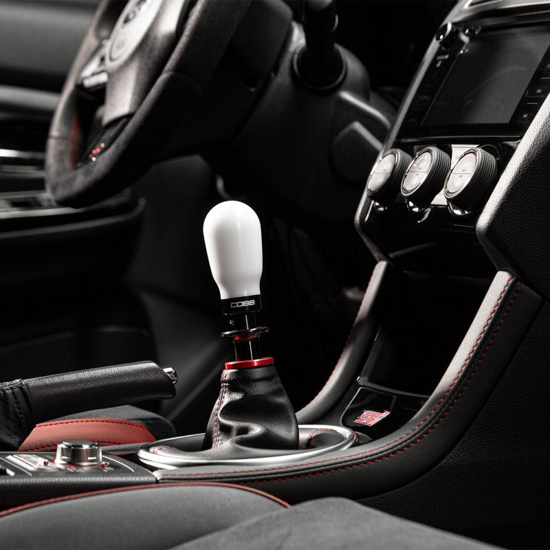 Cobb Subaru 6-Speed Tall Weighted COBB Shift Knob - White (Incl. Both Red + Blk Collars)-thumbmail-4