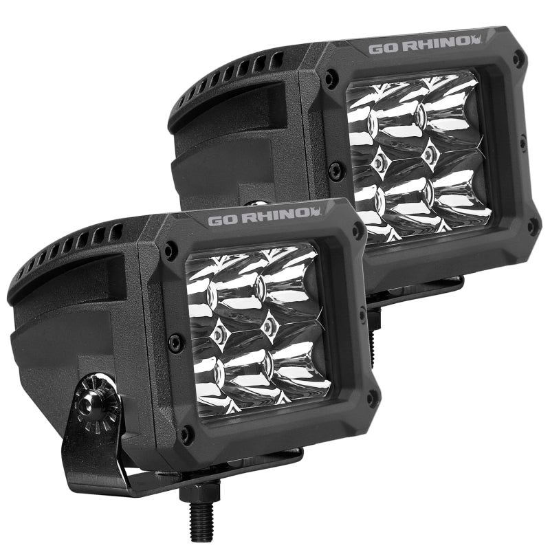 Go Rhino Xplor Bright Series Rectangle LED Spot Light Kit (Surface/Thread Stud Mnt) 4x3 - Blk (Pair)-thumbmail-4