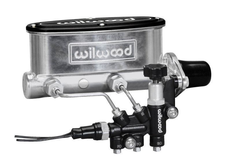 Wilwood HV Tandem M/C Kit w L/H Bracket & Prop Valve - 1 1/8in Bore Ball Burnished-thumbmail-1