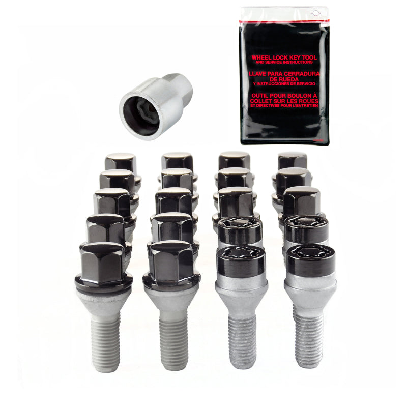 McGard 5 Lug Hex Install Kit w/Locks (Cone Seat Bolt) M12X1.25 / 17mm Hex / 25.6mm Shank L. - Black-thumbmail-2
