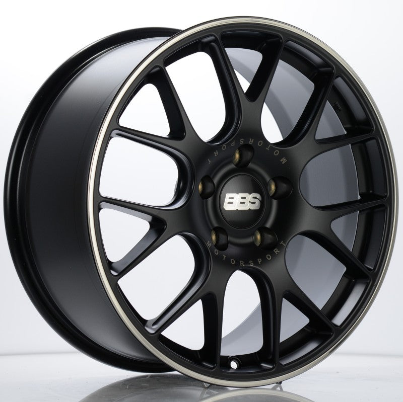 BBS CH-R 19x8.5 5x130 ET51 CB71.6 Satin Black Polished Rim Protector Wheel w/ Motorsport Etching-thumbmail-1