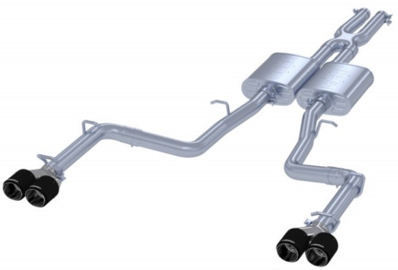 MBRP 2015+ Dodge Challenger 3.6L SS 2.5in Quad Tip Split Rear Exit w/ Carbon Fiber Tips - T304-thumbmail-5