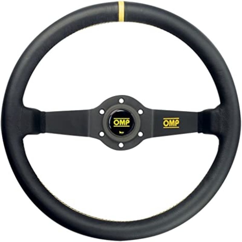 OMP Rally Dished Steering Wheel 350mm - Large Leather (Black)-thumbmail-1