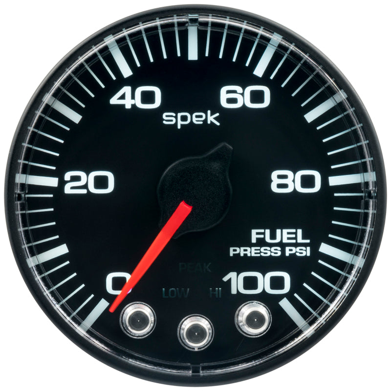 Autometer Spek-Pro Gauge Fuel Press 2 1/16in 100psi Stepper Motor W/Peak & Warn Blk/Blk-thumbmail-1