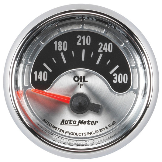 Autometer American Muscle 2-1/16in Short Sweep Electric 140-300 Deg F Oil Temp Gauge