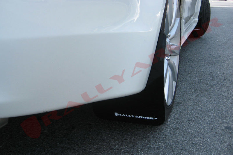 Rally Armor 07-17 Mitsubishi Lancer Black UR Mud Flap w/ White Logo-thumbmail-2