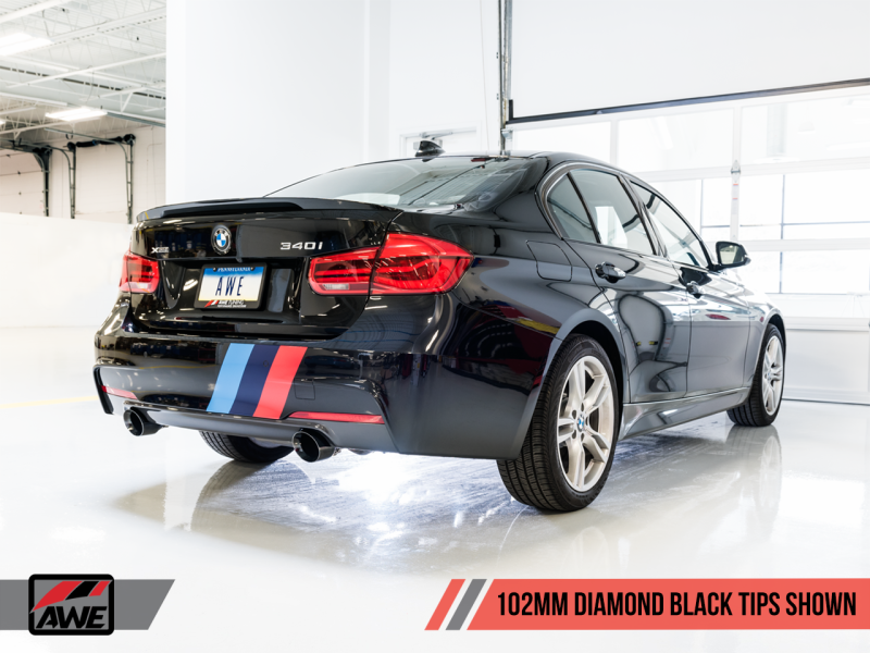 AWE Tuning BMW F3X 340i Touring Edition Axle-Back Exhaust - Diamond Black Tips (102mm)-thumbmail-13