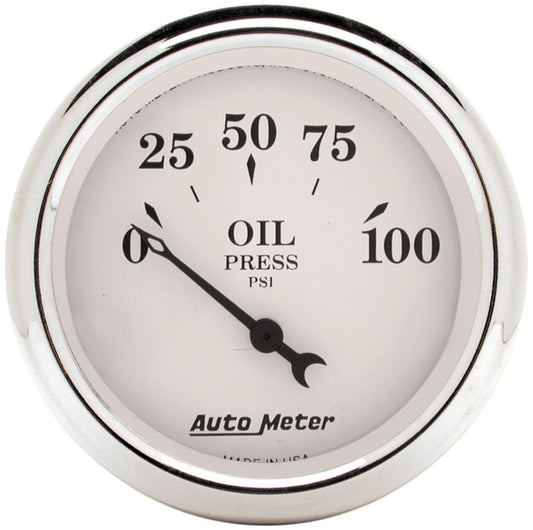 Auto Meter 2-1/16in 100PSI Electronic Oil Pressure Old Tyme White Gauge