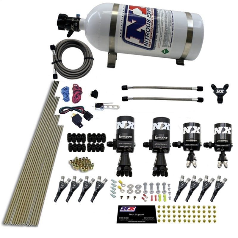 Nitrous Express 8 Cyl Shark Direct Port 4 Solenoids Nitrous Kit (200-600HP) w/10lb Bottle-thumbmail-2
