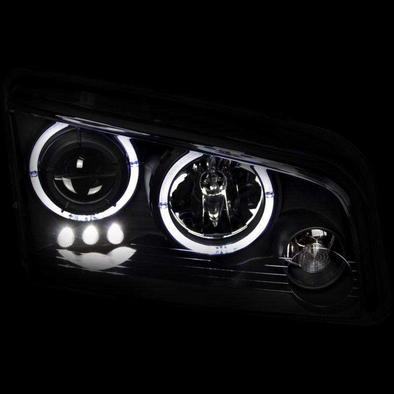 ANZO 2006-2010 Dodge Charger Projector Headlights w/ Halo Black-thumbmail-3