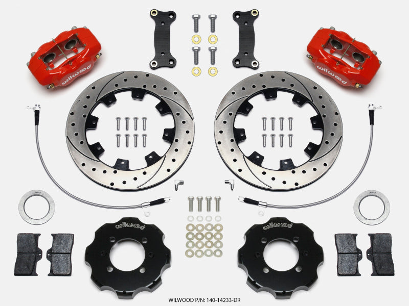 Wilwood Forged Dynalite Front Hat Kit 12.19in Drilled Red 2016-Up Mazda MX5 Miata w/ Lines-thumbmail-1