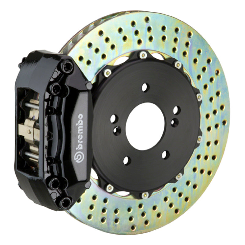 Brembo 04-05 Civic Si Hatchback Fr GT BBK 4Pis Cast 2pc 328x28 2pc Rotor Drilled-Black-thumbmail-1