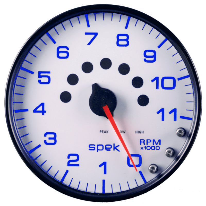 Autometer Spek-Pro Gauge Tachometer 5in 11K Rpm W/Shift Light & Peak Mem White/Black-thumbmail-6