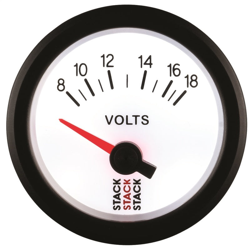 Autometer Stack 52mm 8-18V Electric Battery Voltage Gauge - White-thumbmail-6
