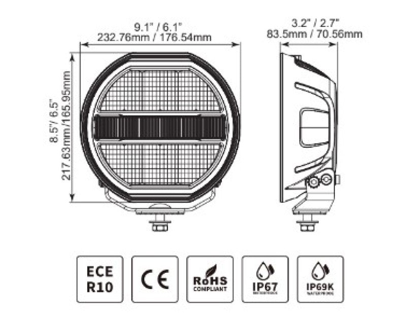 Go Rhino Xplor Blackout Series Maxline LED Hi/Low Beam w/Multi DRL (Surface Mount) 7in. - Blk-thumbmail-11
