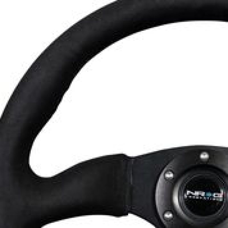 NRG Reinforced Steering Wheel (350mm / 2.5in. Deep)Blk Alcantara Comfort Grip w/4mm Matte Blk Spokes-thumbmail-3