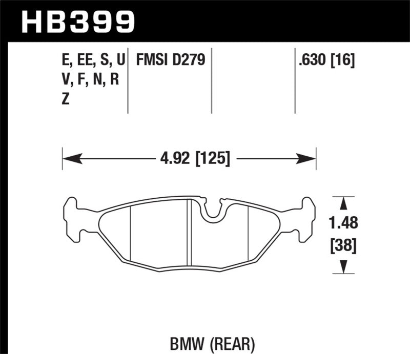 Hawk 86-87 BMW 325 2.7L Rear ER-1 Brake Pads-thumbmail-1