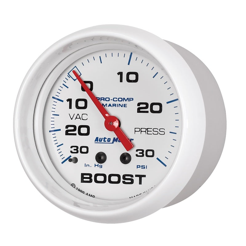Autometer Marine White Gauge 2-5/8in Mechanical Vacuum/Boost Gauge 30INHG-30PSI-thumbmail-3