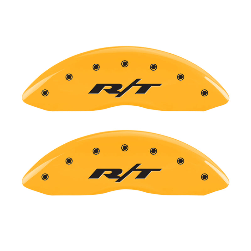 MGP 4 Caliper Covers Engraved Front & Rear RT1-Truck Yellow Finish Black Char 2006 Dodge Charger-thumbmail-3