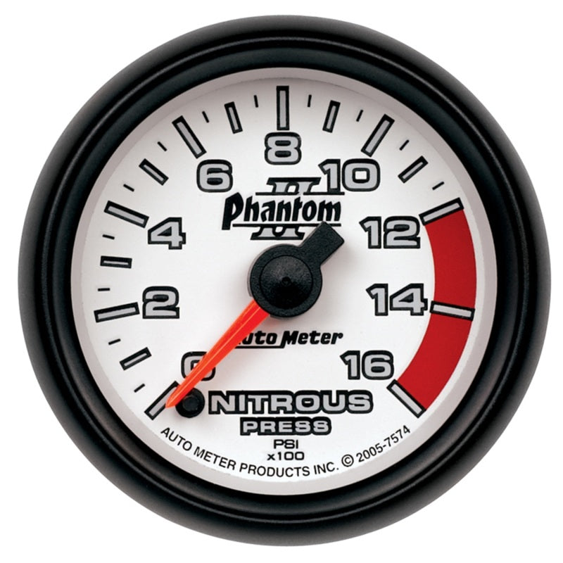 Autometer Phantom II 2-1/16in 0-1600 PSI Electrical Nitrous Pressure Gauge-thumbmail-1