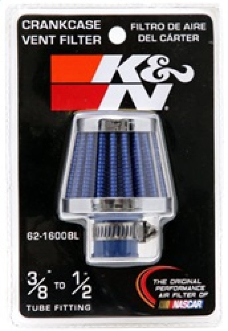 K&N 2in Base OD x .375in Flange ID x 1.75in H Rubber Base Crankcase Vent Filter - Blue-thumbmail-12