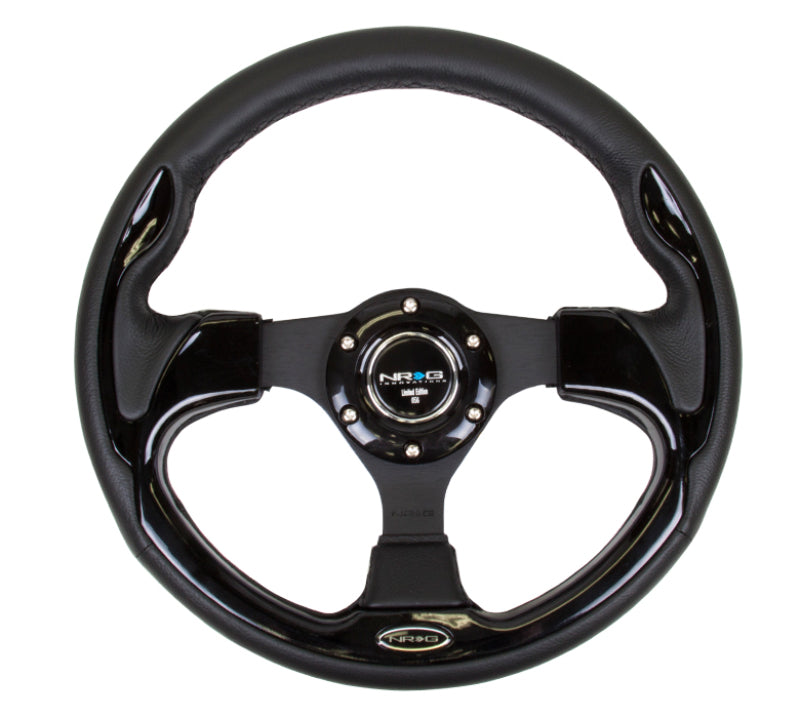 NRG Reinforced Steering Wheel (320mm) Blk w/Gloss Black Trim-thumbmail-4